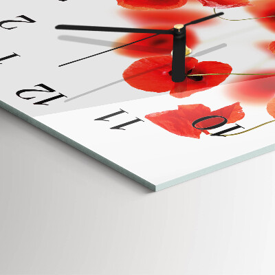 Quadratische wanduhr modern Mohnblumen