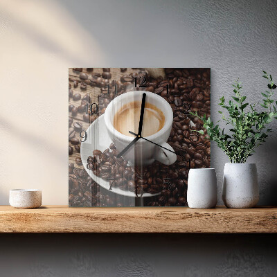 Quadratische wanduhr Eine Tasse Kaffee