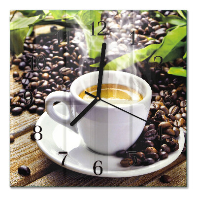 Wanduhr mit motiv quadratisch Eine Tasse Kaffee