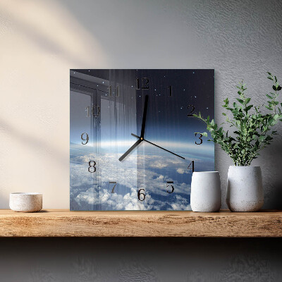 Glasuhr quadratisch Das Universum der Erde
