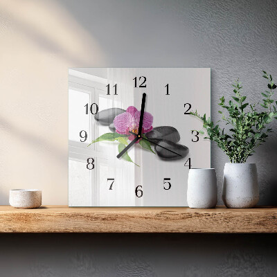 Quadratische wanduhr Orchidee