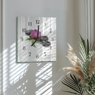 Quadratische wanduhr Orchidee