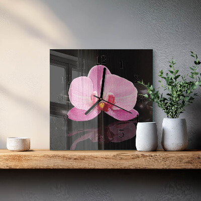 Quadratische wanduhr modern Orchidee
