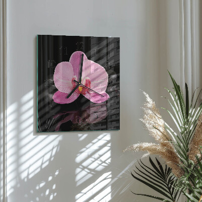 Quadratische wanduhr modern Orchidee