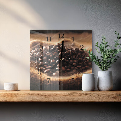 Moderne wanduhr quadratisch Kaffeebohnen