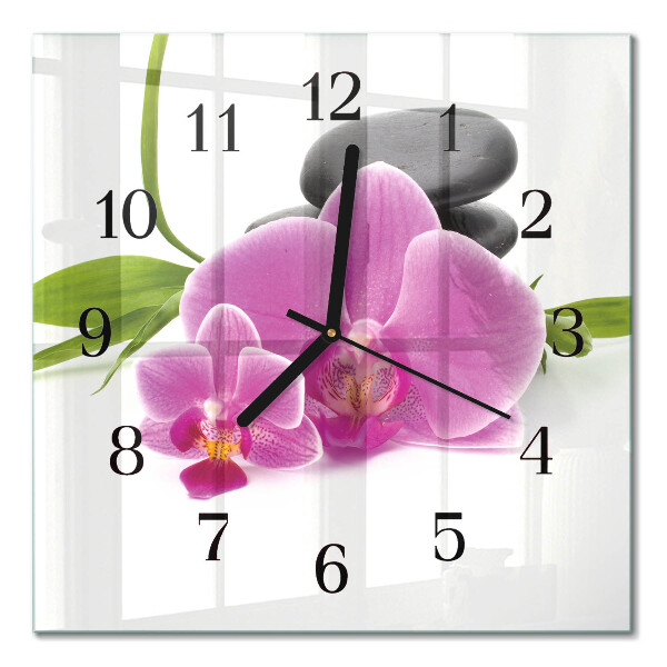 Quadratische wanduhr Orchidee