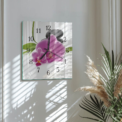 Quadratische wanduhr Orchidee