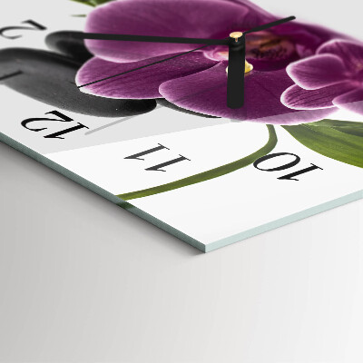 Quadratische wanduhr Orchidee