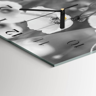 Quadratische wanduhr modern Mohnblumen