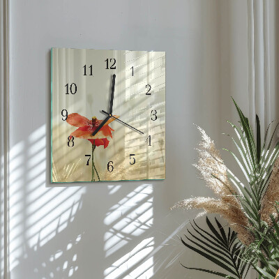 Quadratische wanduhr modern Mohn