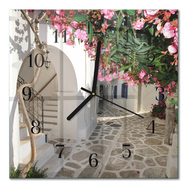 Quadratische wanduhr Blumenallee