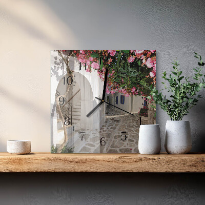 Quadratische wanduhr Blumenallee