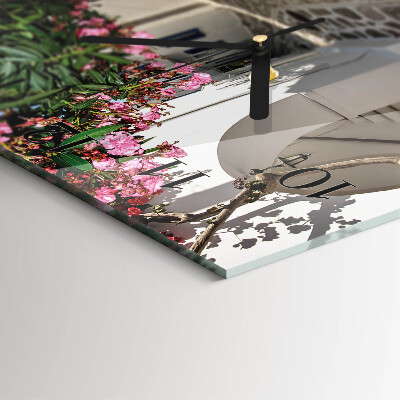 Quadratische wanduhr Blumenallee
