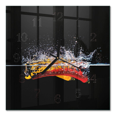 Moderne wanduhr quadratisch Chilischoten