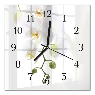 Glasuhr quadratisch Orchidee