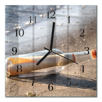 Quadratische wanduhr Flaschenpost