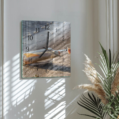 Quadratische wanduhr Flaschenpost