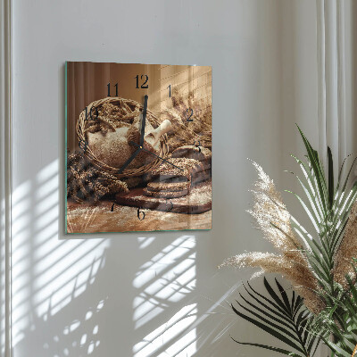Quadratische wanduhr Brot