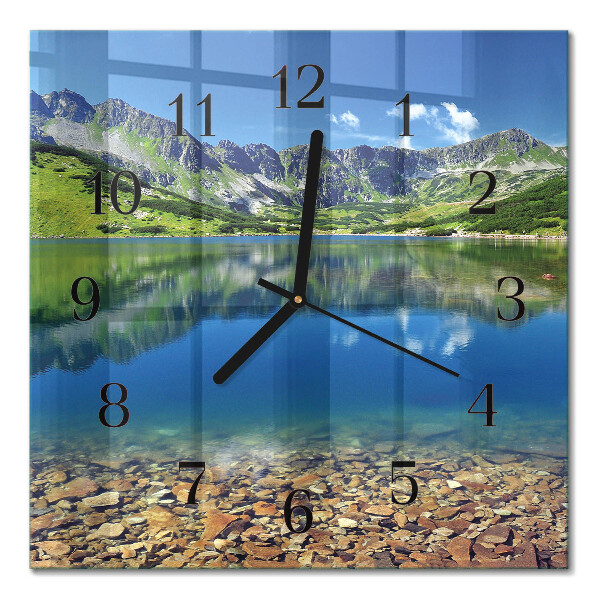 Moderne wanduhr quadratisch Bergsee