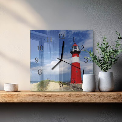 Quadratische wanduhr Leuchtturm