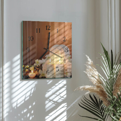 Moderne wanduhr quadratisch Spa-Kerzen