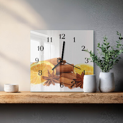 Quadratische wanduhr Vanille mit Zitrone