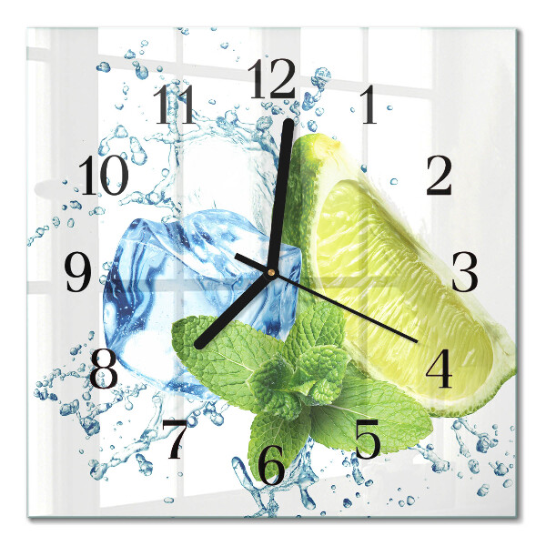 Glasuhr quadratisch Limette und Minze