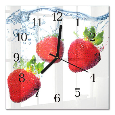 Glasuhr quadratisch Erdbeeren
