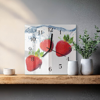Glasuhr quadratisch Erdbeeren