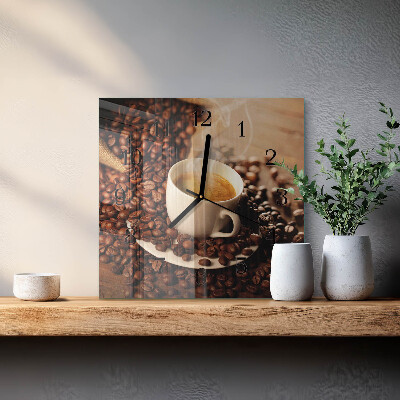 Quadratische wanduhr Eine Tasse Kaffee