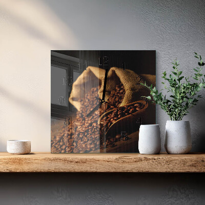 Wanduhr mit motiv quadratisch Kaffeebohnen
