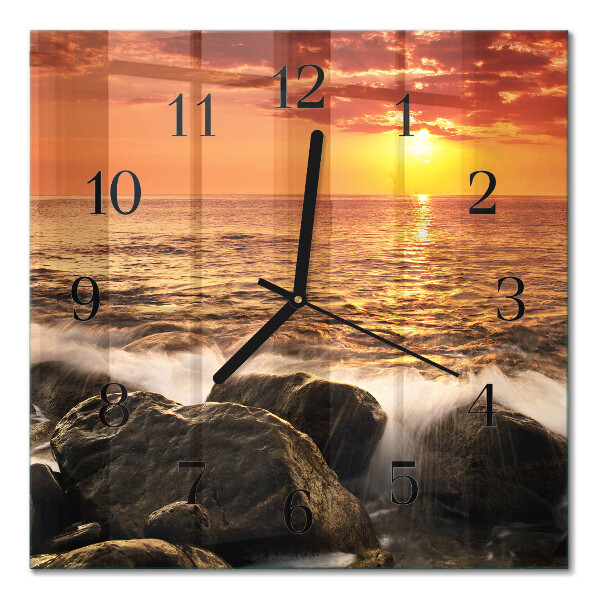 Quadratische wanduhr modern Sonnenuntergang