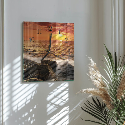 Quadratische wanduhr modern Sonnenuntergang