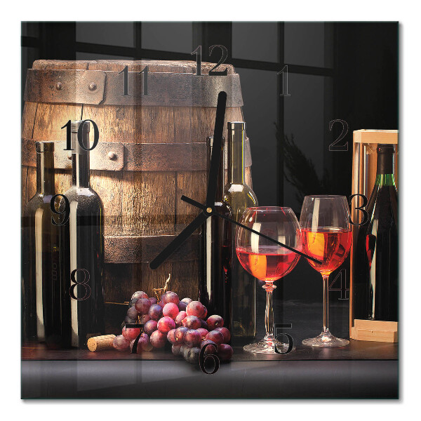 Glasuhr quadratisch Ein Fass Wein