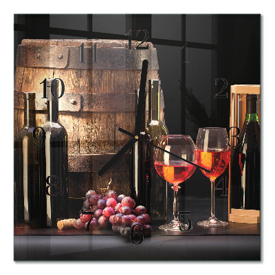 Glasuhr quadratisch Ein Fass Wein