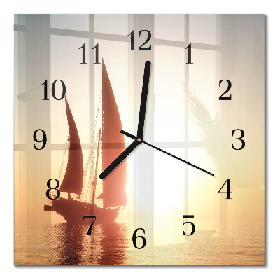 Quadratische wanduhr modern Segelboot