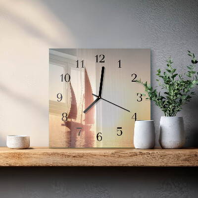 Quadratische wanduhr modern Segelboot