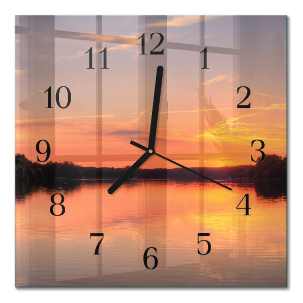 Glasuhr quadratisch Sonnenuntergang