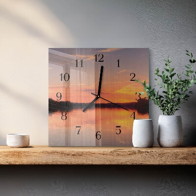 Glasuhr quadratisch Sonnenuntergang