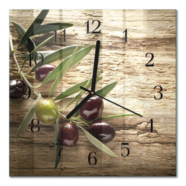 Quadratische wanduhr Oliven
