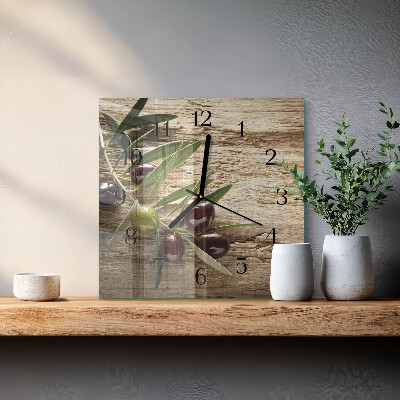 Quadratische wanduhr Oliven