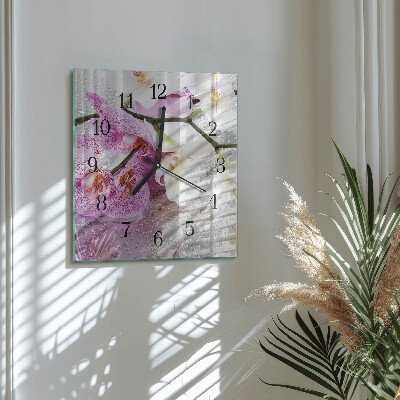 Quadratische wanduhr Orchidee