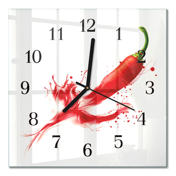 Quadratische wanduhr Chili-Pfeffer