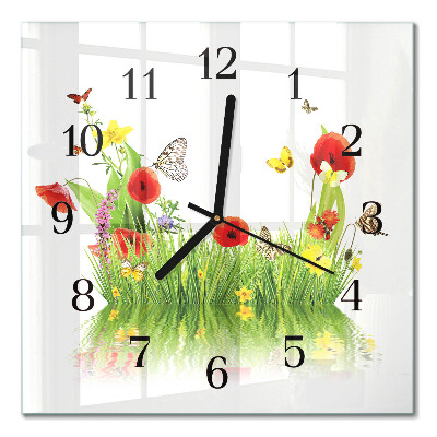 Moderne wanduhr quadratisch Wiese