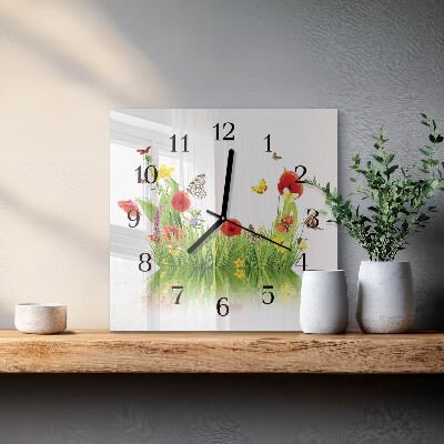 Moderne wanduhr quadratisch Wiese