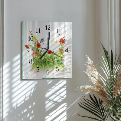 Moderne wanduhr quadratisch Wiese