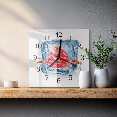 Quadratische wanduhr modern Chili mit Eiscreme