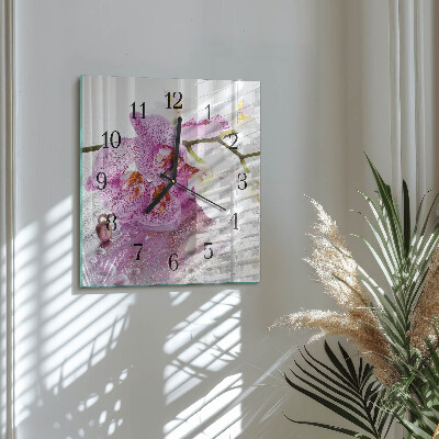 Quadratische wanduhr Orchidee