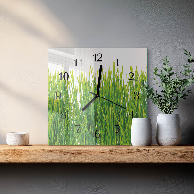 Moderne wanduhr quadratisch Gras