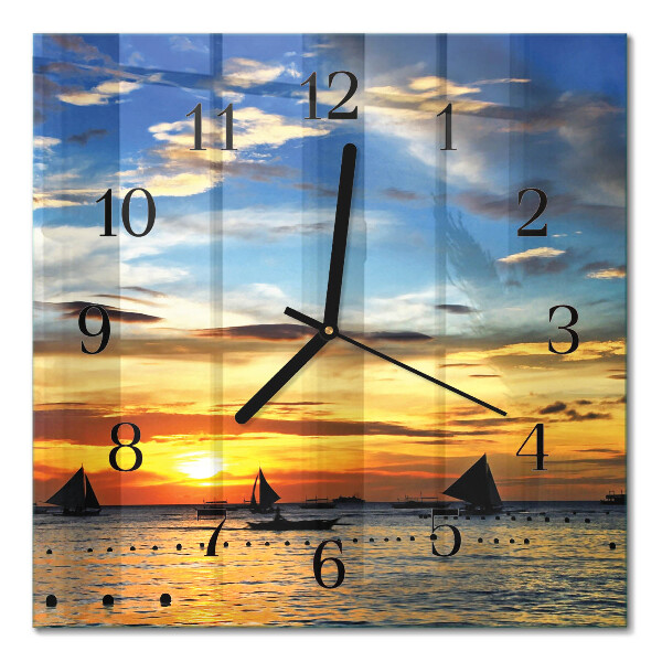 Glasuhr quadratisch Sonnenuntergang